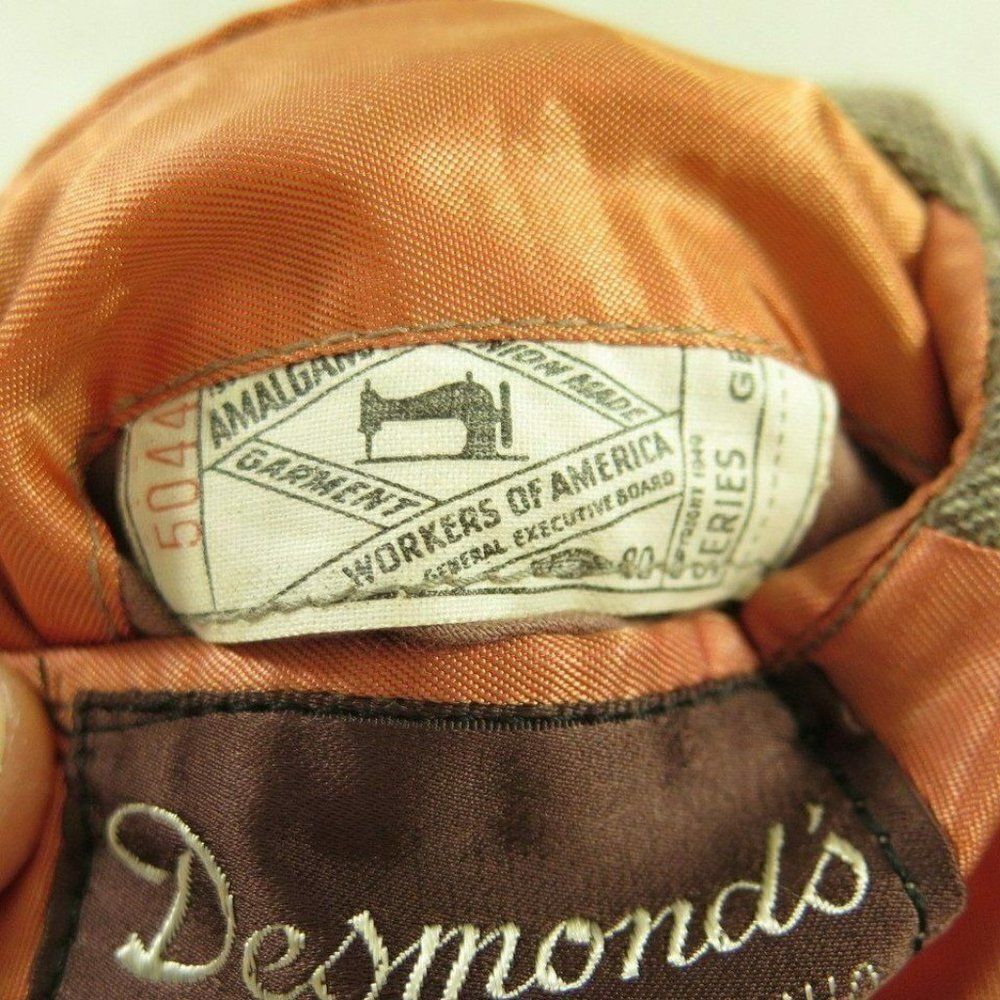Vintage 50s Desmonds Wool Overcoat M Brown Buttons - Picture 10 of 10